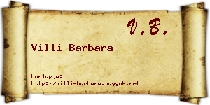 Villi Barbara névjegykártya